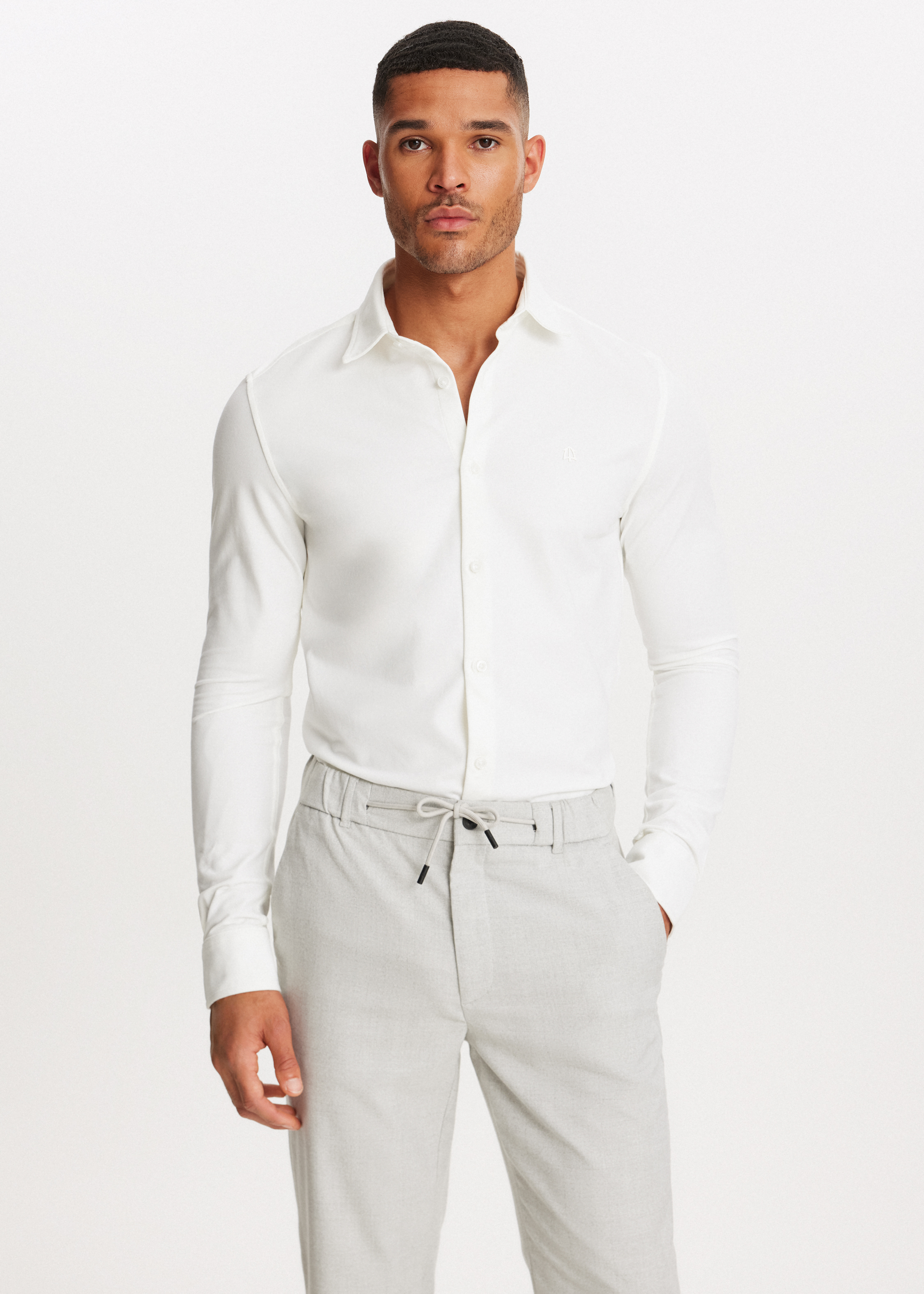 Overhemd piqué stretch off-white (WIT.O) | The Sting