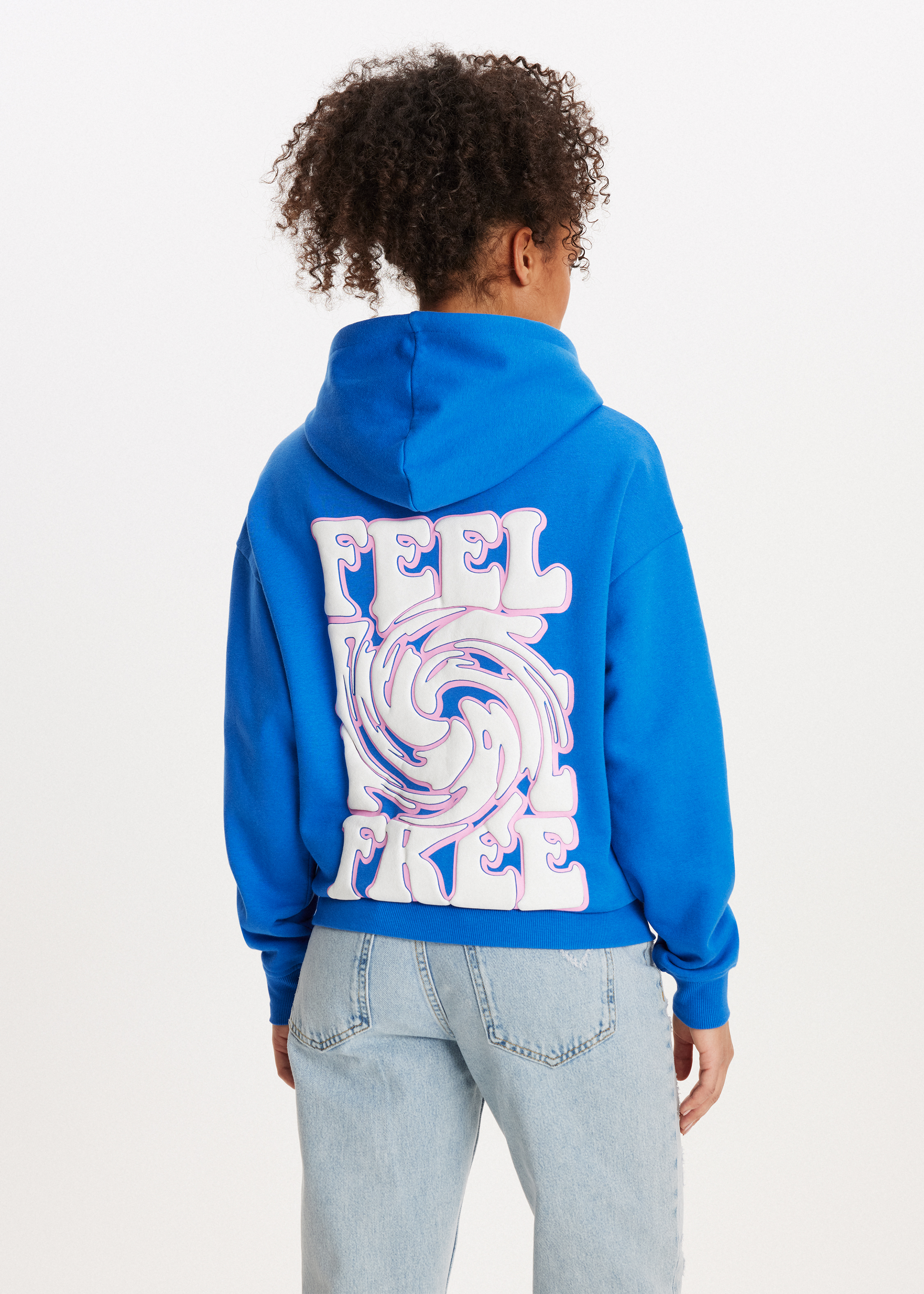 Hoodie met print feel good blauw The Sting