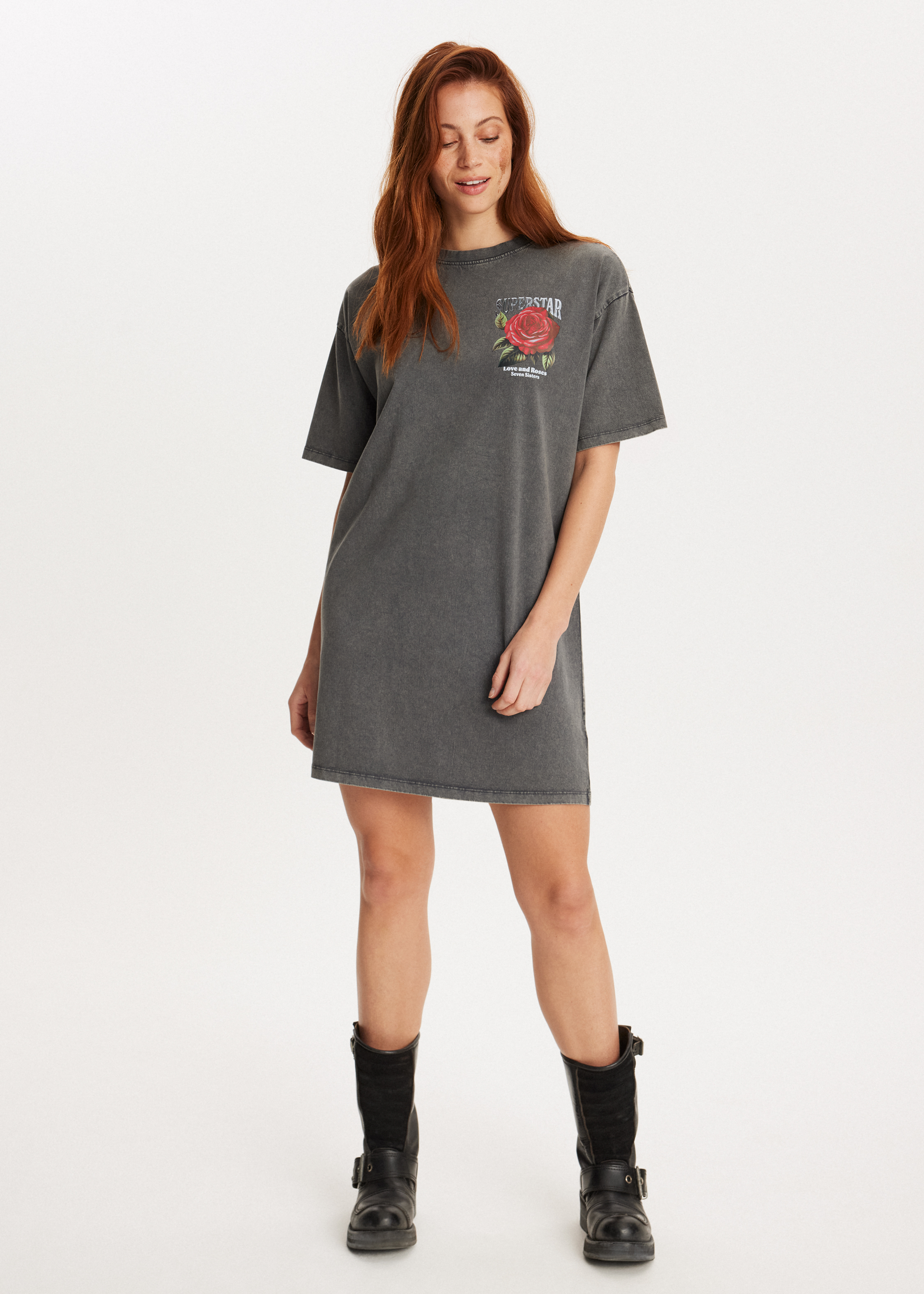 Kleding Merk Seven Sisters T-shirt Jurk Met Print Roos