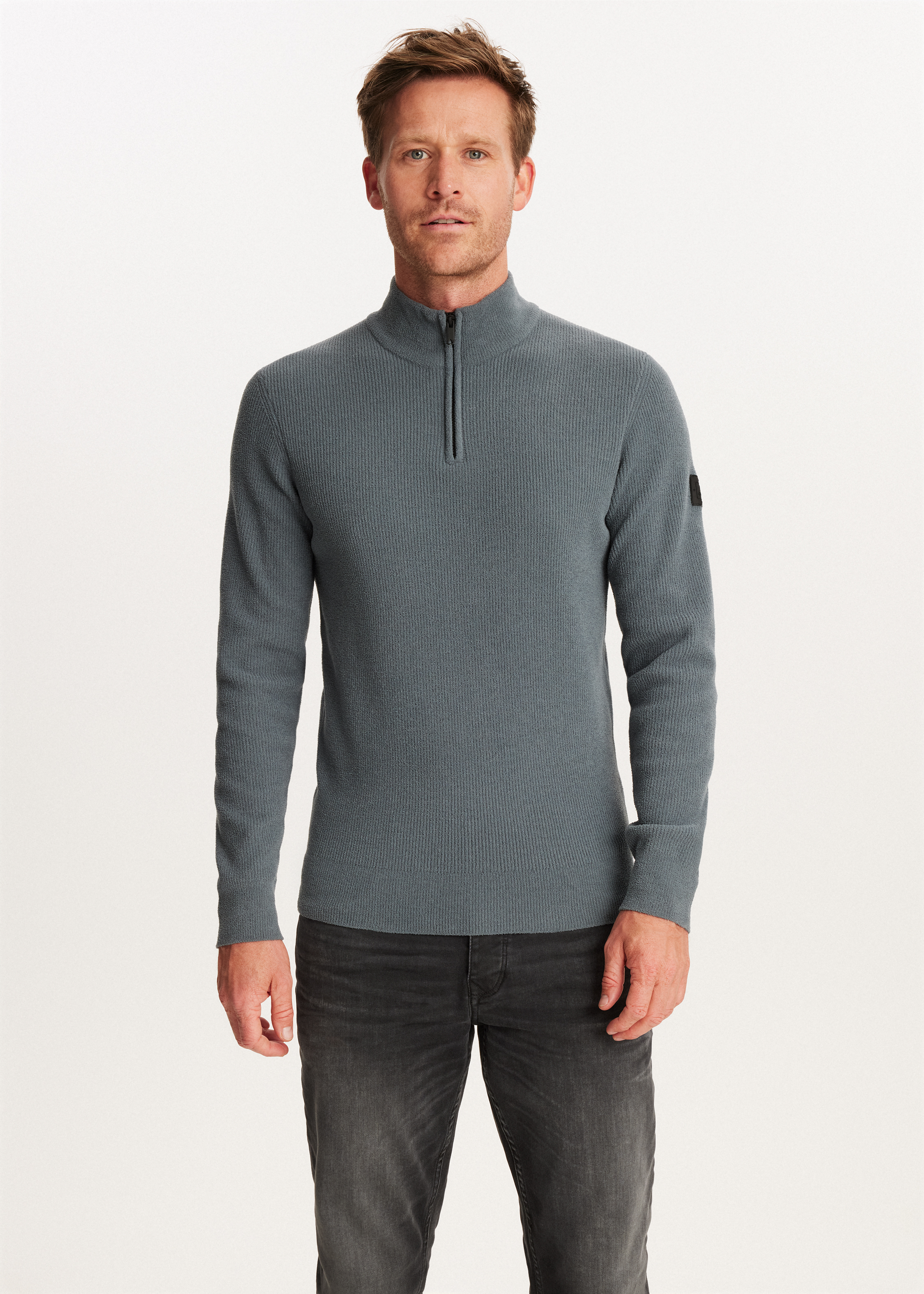 Chenille half zip trui jeans The Sting