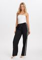 Wijde broek met kanten streep, zwart, large
