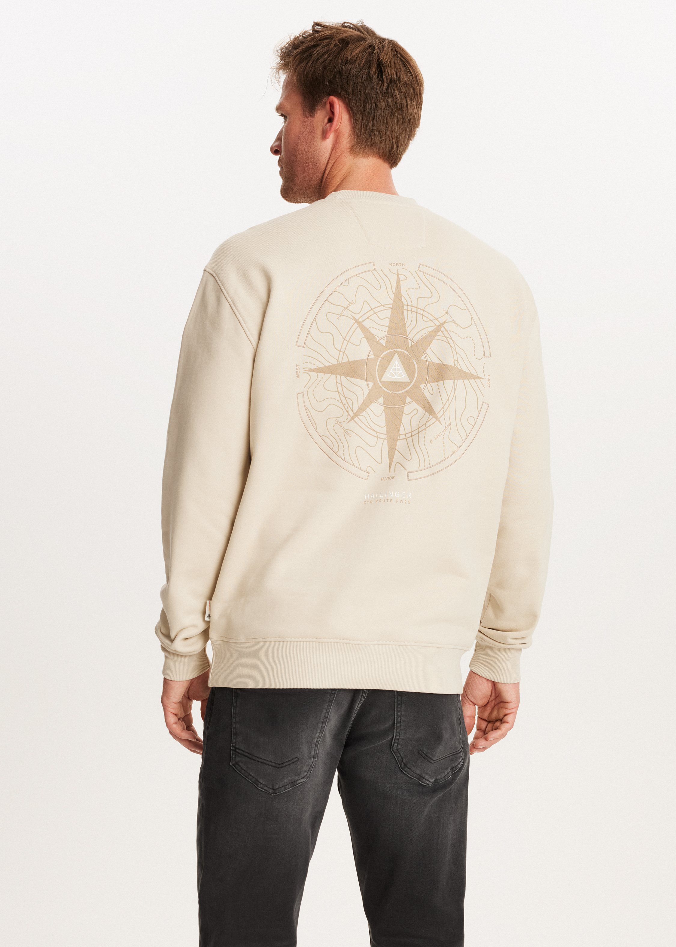 Sweater met print kompas zand (ZAND) The Sting