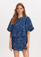 Denim top met bloemen, middenblauw, large