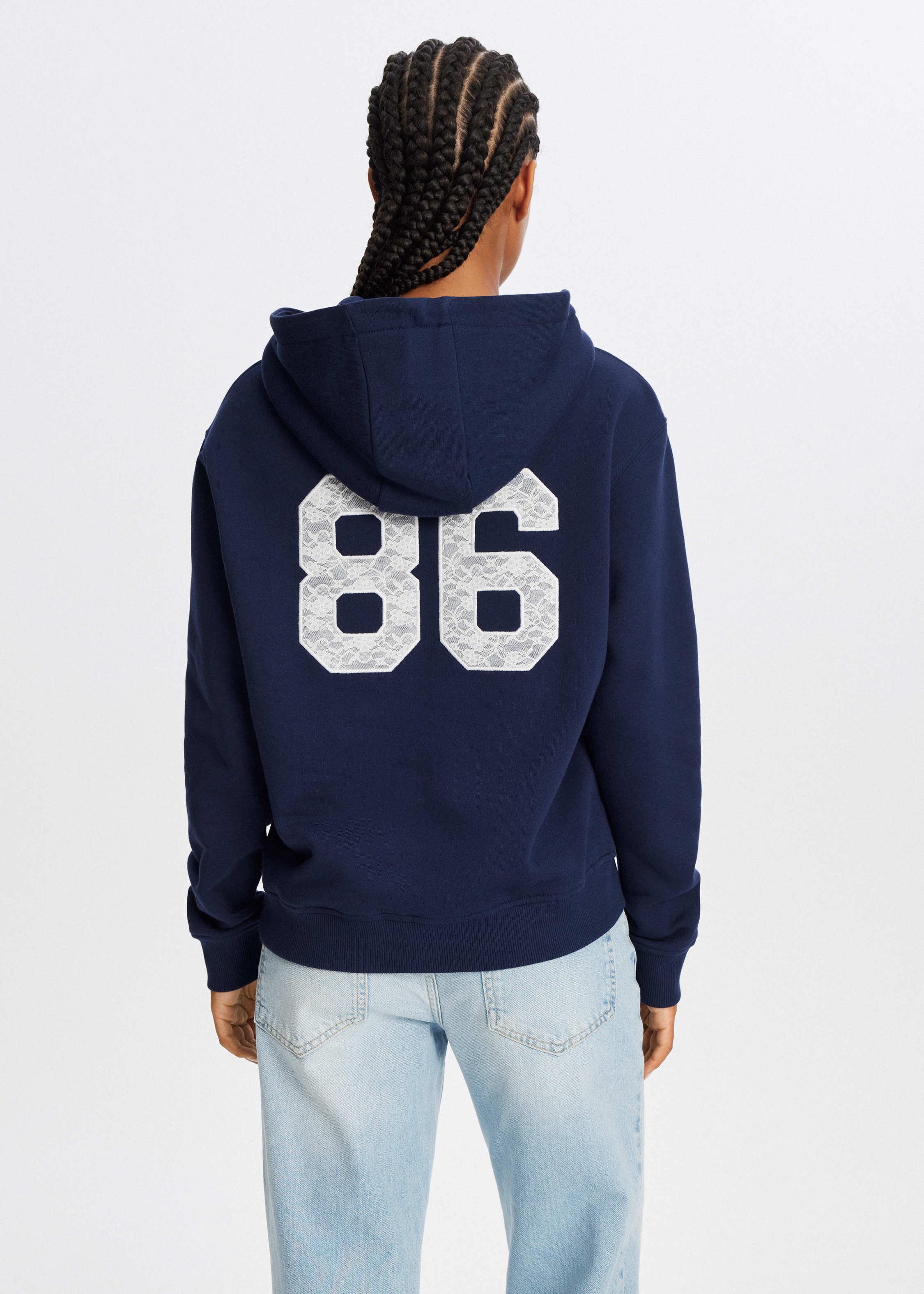 Hoodie met kanten detail blauw The Sting
