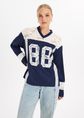 Jersey t-shirt met kant, donkerblauw, large