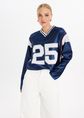 Jersey t-shirt met satijn look, donkerblauw, large