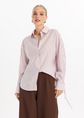 Gestreepte blouse met glitter, lichtroze, large