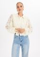 Blouse met bloemen, ecru, large