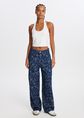Wide leg jeans met bloemenprint, blauw, used dark, large