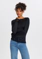 Lange mouwen top met kant, zwart, large