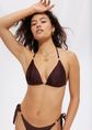 Shiny triangel bikini top, donkerbruin, large
