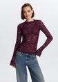 Kanten top, aubergine, large