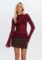 Kanten top, bordeaux, large