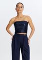 Bandeau top met pailletten, donkerblauw, large