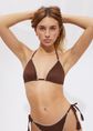 Suedine triangel bikini top, donkerbruin, large