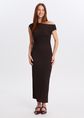 Jersey maxi jurk, donkerbruin, large