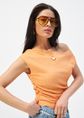 Jersey top met structuur, oranje, licht, large
