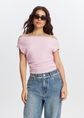 Jersey top met structuur, lichtroze, large