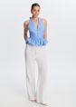 Linnenmix pull-on broek, wit, large
