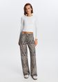 Leopard wide leg jeans, meerkleurig, large