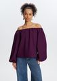 Off shoulder balloon top, aubergine, large