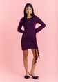 Mini jurk met roosdetail, aubergine, large