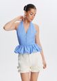 Halter balloon top, blauw, large