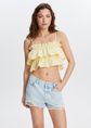 Crop top met ruffles, lichtgeel, large