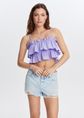 Crop top met ruffles, lila, large
