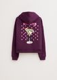Hoodie met cocktail print, aubergine, large