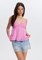 Top met bloemen, middenroze, large