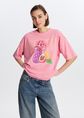 Oversized T-shirt met print, koraal, donker, large