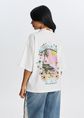 Oversized T-shirt met print, wit, off-white, large