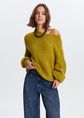 Chunky off-shoulder trui, groen, kiwi, large
