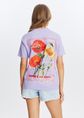 T-shirt met bloemenprint, lichtlila, large