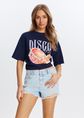 T-shirt met discoprint, donkerblauw, large