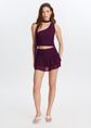 Kanten ruffle rok, aubergine, large