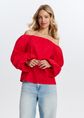 Off-shoulder pofmouw top, rood, large