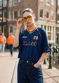 Cropped T-shirt met print, donkerblauw, large