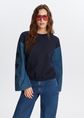 Sweater met studs, middenblauw, large
