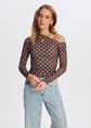 Polkadot longsleeve, donkerbruin, large