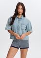 Denim blouse met knoopdetails, blauw, used light, large