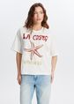 T-shirt met zeester print, wit, off-white, large