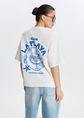 T-shirt met beach print, wit, large