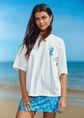 T-shirt met beach print, wit, large