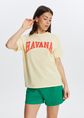 T-shirt met tekstprint, lichtgeel, large