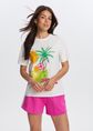T-shirt met paradise print, wit, large