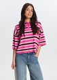 Gestreepte knit polo, rose, large