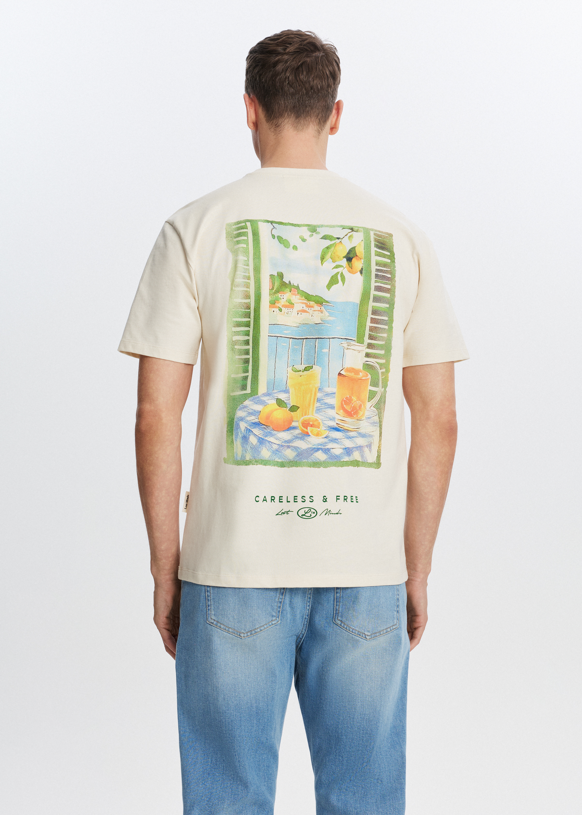 T-shirt met seaview print off-white (ECRU) | The Sting