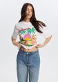 T-shirt met tropische print, wit, large
